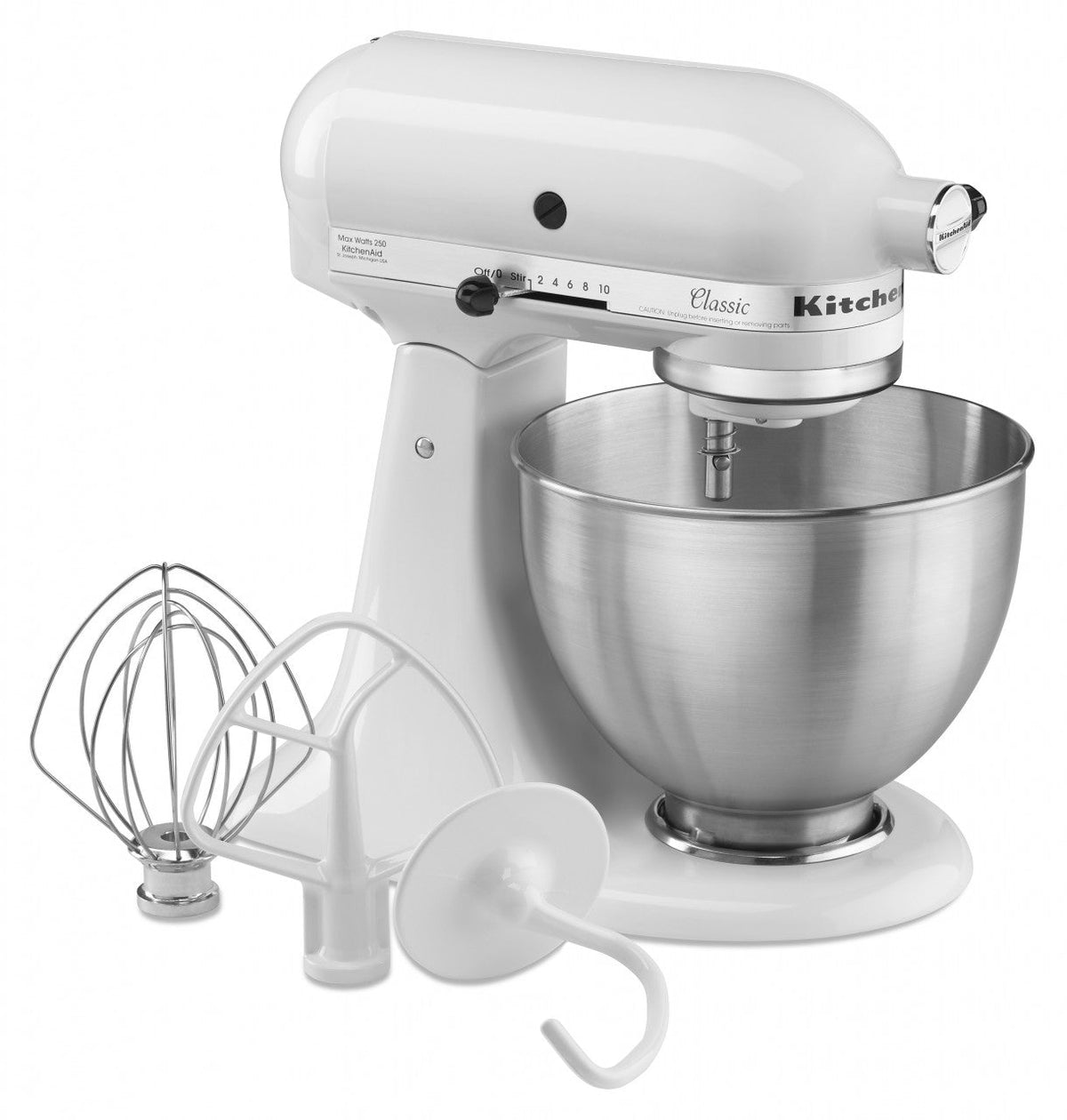 KitchenAid 4,3 L 5K45SS Classic Küchenmaschine Set 4 Fleischwolf+Spritzgebäck+Schüssel+Spritzschutz