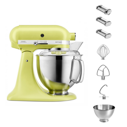 KitchenAid 4,8 L 5KSM185 Artisan Küchenmaschine Pastalover 3er Nudelwalzenset