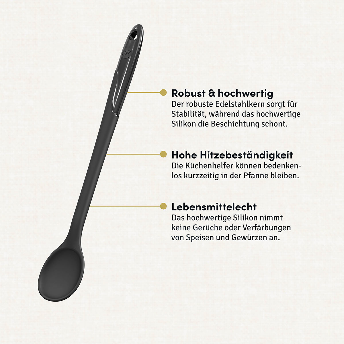 Kochlöffel mit robustem Edelstahlkern